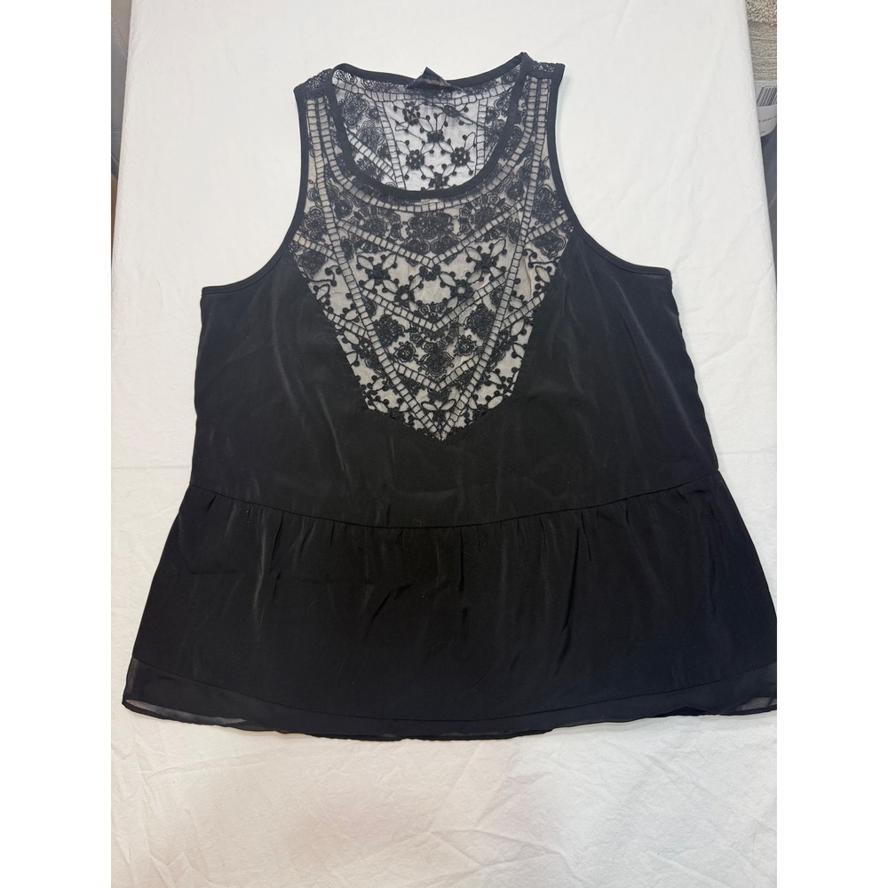 American Eagle Outfitters Black Lace‎ Peplum Tank Top